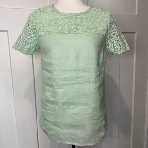 J. Crew Linen & Lace Short Sleeve